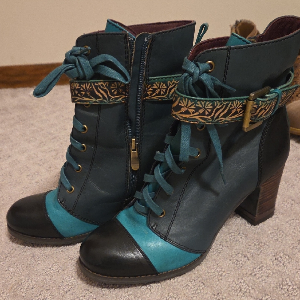L'Artiste Teal LORETTO Ankle Boots